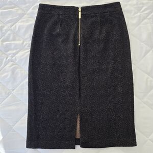 MICHAEL KORS Jacquard Tortoiseshell Pencil Skirt Dark Camel Black Cotton Blend S